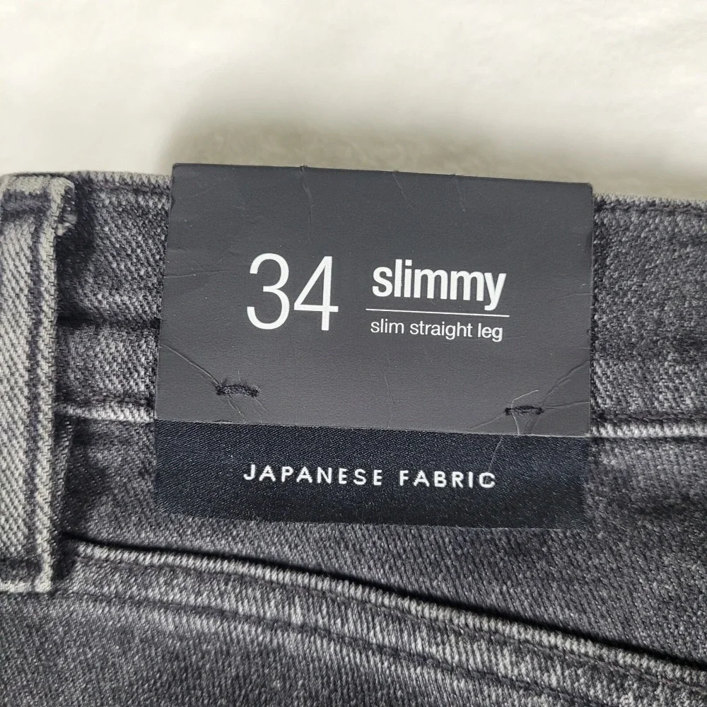 7 For All Mankind Slimmy Jeans Men's‎ 34x30 Black Cotton Cashmere Blend Japan